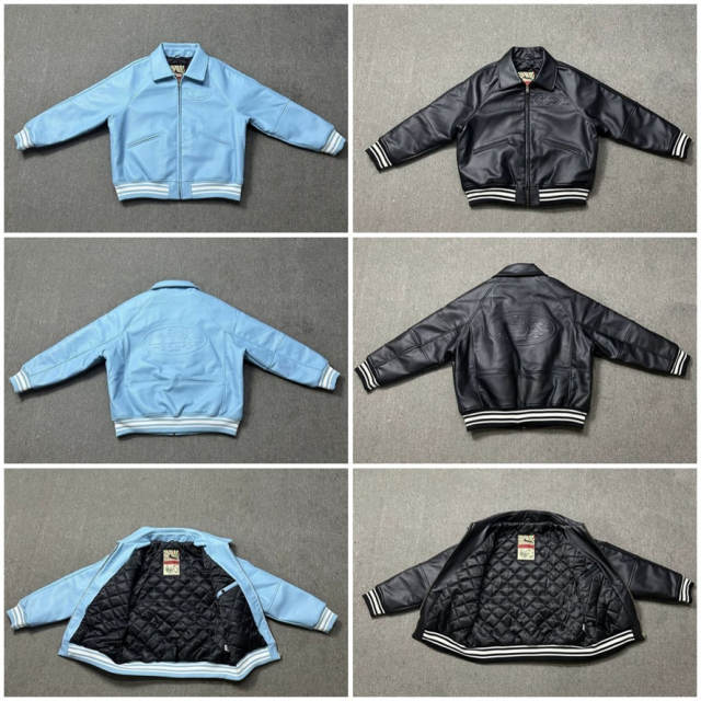 AM1RI Varsity Bone Sleeve Jacket Blue Black White