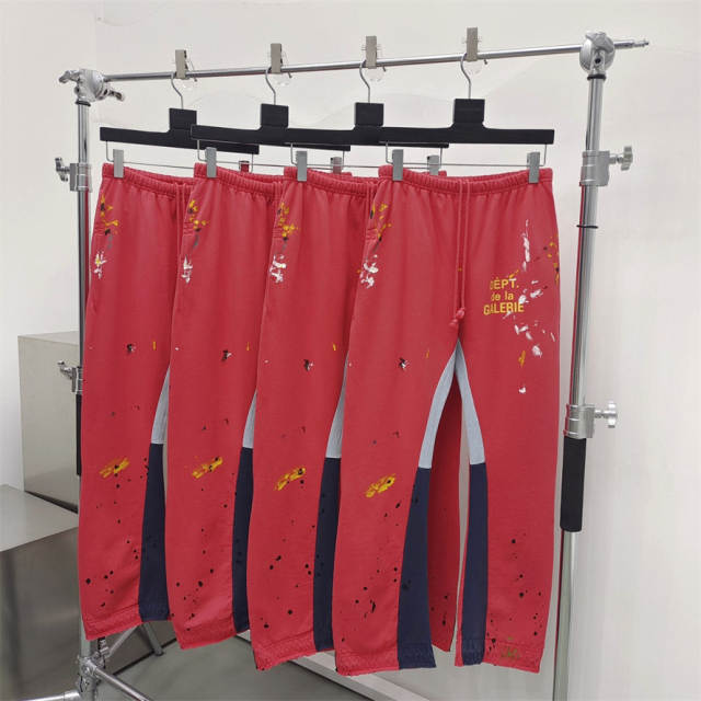 1:1 Quality Gallery Dept Splatter Ink Sweat Pants Red