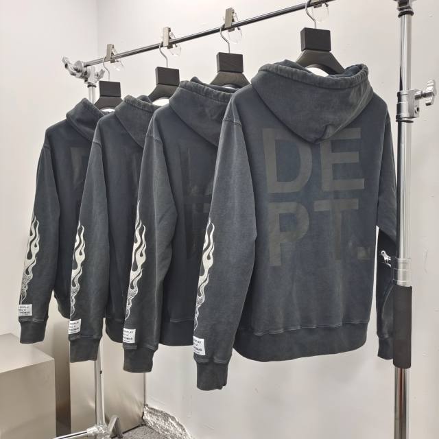 1:1 quality Gallery Dept Sleeve Flame Logo Black Hoodie