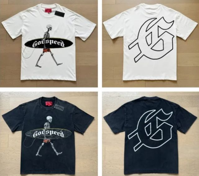 Godspeed Holding a Surfboard Skull Tee T-Shirt