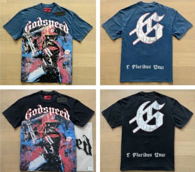Godspeed Playing Baseball Skull T-Shirt