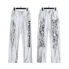 Hellstar Flame Print Washed Black Hoodie & Pants Set