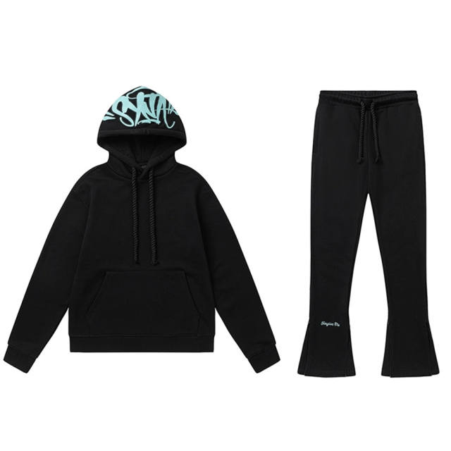 Syna World Drill Style Blue Logo Black Hoodie Pants