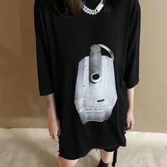 1:1 Quality R*ck Οwens DRKSHDW Photograph-Print Cotton T-Shirt Black White