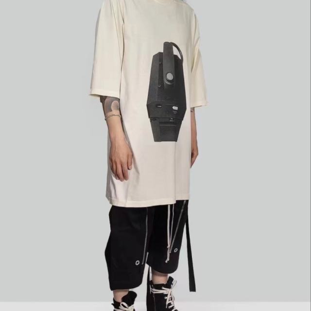 1:1 Quality R*ck Οwens DRKSHDW Photograph-Print Cotton T-Shirt Black White