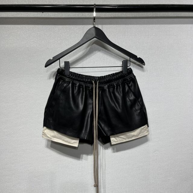 1:1 Quality R*ck Οwens Fog Leather Shorts Black