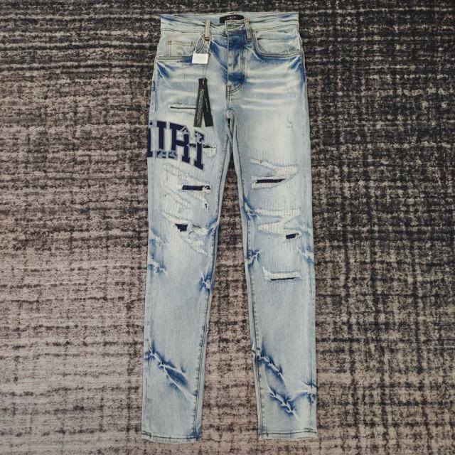 1:1 Quality Amir* MA Embroidery Indigo Denim Jeans