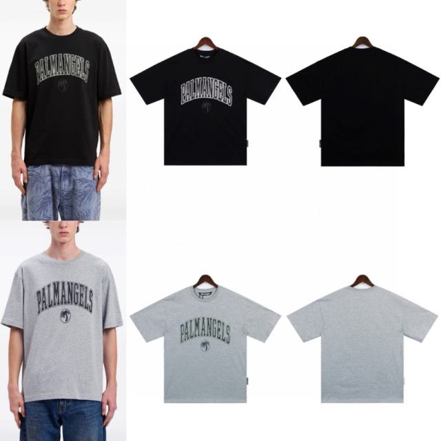 Palm Angels Classic Fonts T-Shirt Gray Black