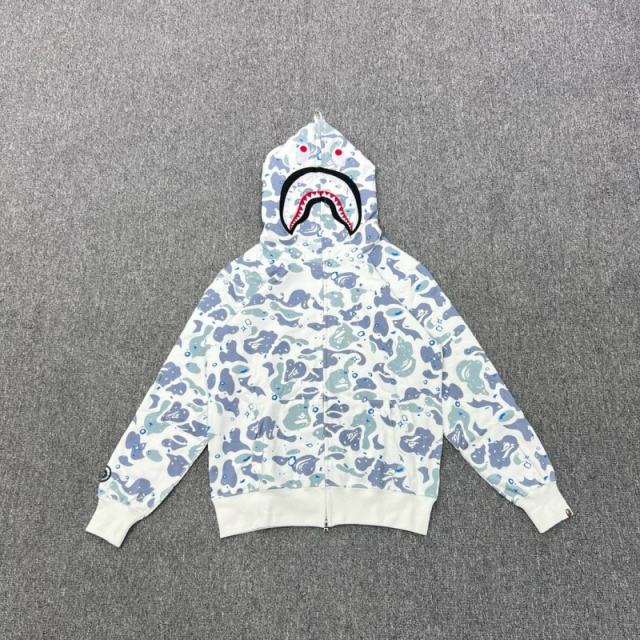 [Best Quality] 1:1 Bape SPACE GALAXY CAMO SHARK HOODIE White (Glow in The Dark)