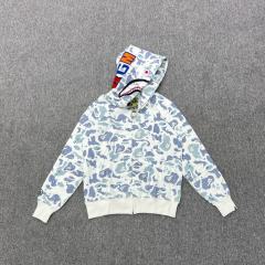 [Best Quality] 1:1 Bape SPACE GALAXY CAMO SHARK HOODIE White (Glow in The Dark)