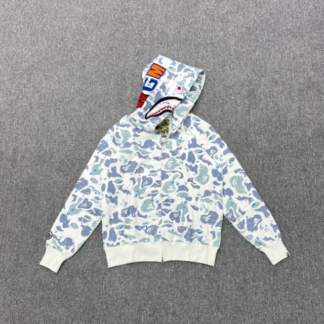[Best Quality] 1:1 Bape SPACE GALAXY CAMO SHARK HOODIE White (Glow in The Dark)