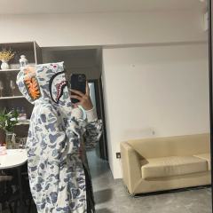 [Best Quality] 1:1 Bape SPACE GALAXY CAMO SHARK HOODIE White (Glow in The Dark)