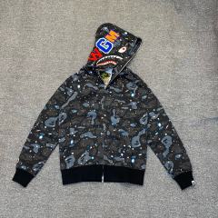 [Best Quality] 1:1 Bape SPACE GALAXY CAMO SHARK HOODIE Black (Glow in The Dark)