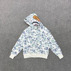 [Best Quality] 1:1 Bape SPACE GALAXY CAMO SHARK HOODIE White (Glow in The Dark)