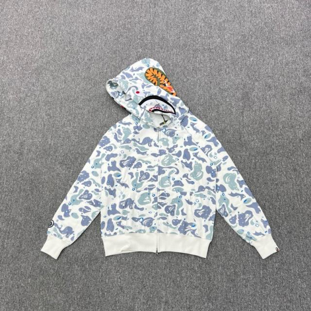 [Best Quality] 1:1 Bape SPACE GALAXY CAMO SHARK HOODIE White (Glow in The Dark)