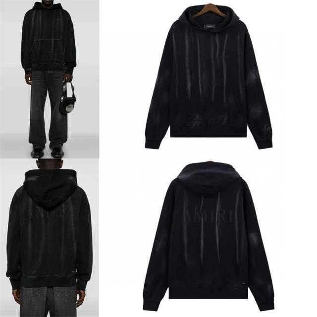 AMIR* faded-effect Hoodie (White/Black)