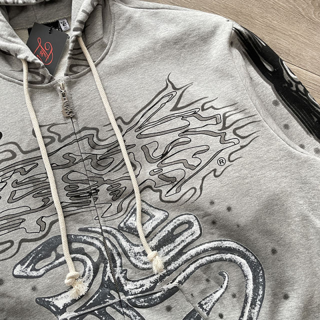 Hellstar Studios Zip Up Hoodie Gray