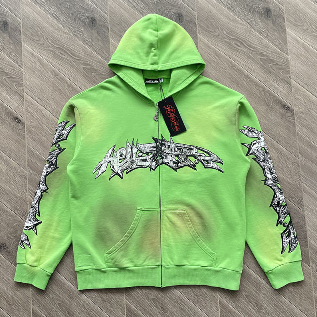 Hellstar Studios Zip Up Hoodie Green