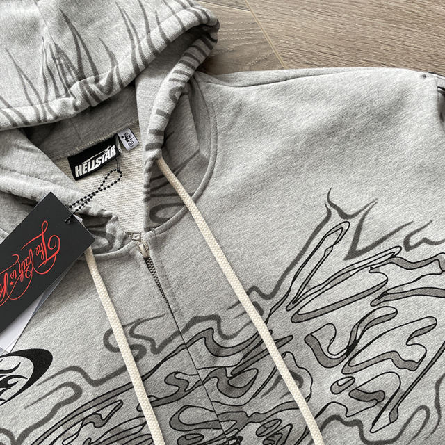 Hellstar Studios Zip Up Hoodie Gray