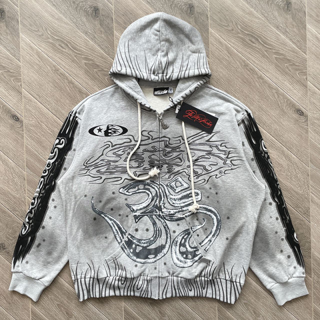 Hellstar Studios Zip Up Hoodie Gray