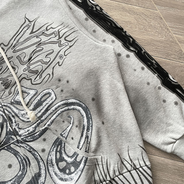 Hellstar Studios Zip Up Hoodie Gray