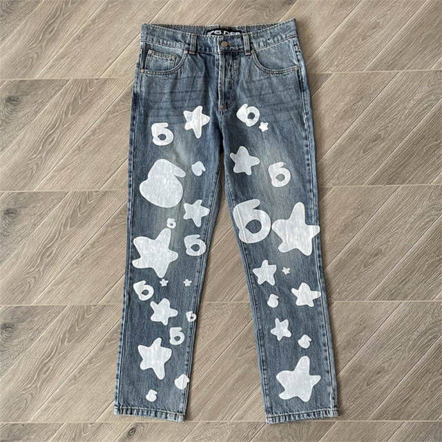 Sp5der Big Star 555 Printed Denim Pants
