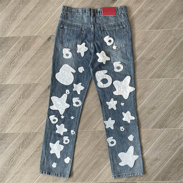 Sp5der Big Star 555 Printed Denim Pants
