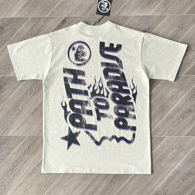 High Quality Hellstar Studios Jesus Cross Tee T-Shirt Beige
