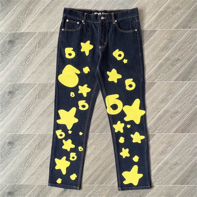 Sp5der Big Star 555 Printed Denim Pants