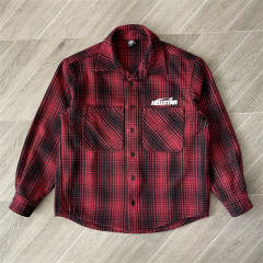High Quality Hellstar Studios Plaid Checkered Shirt Jacket Red Blue Green
