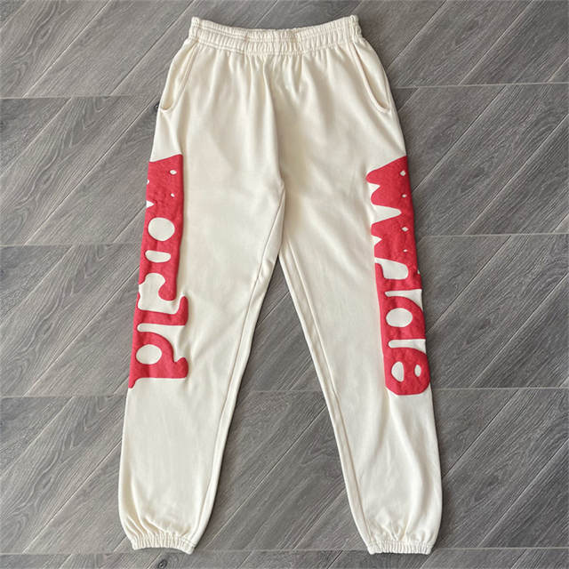 1:1 Top Quality Sp5der 555555 Hoodie Pants Beige