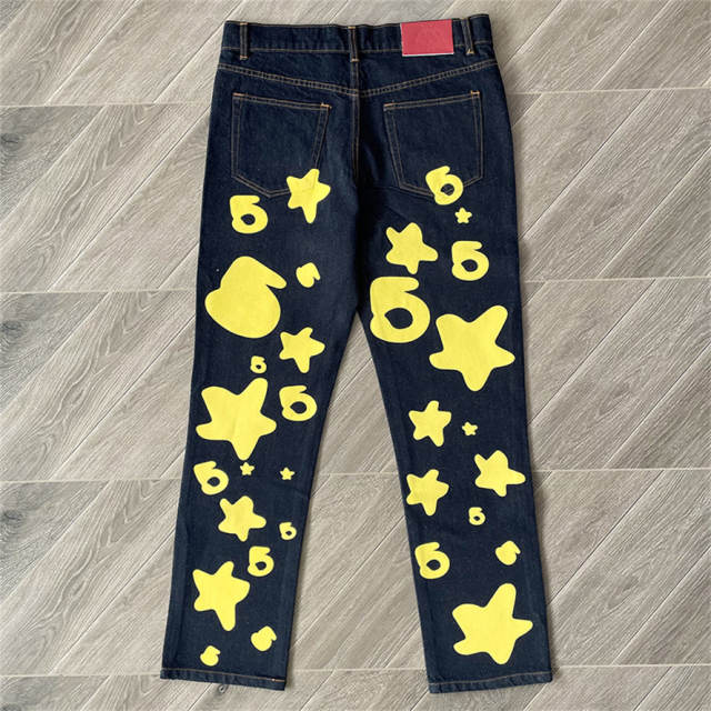 Sp5der Big Star 555 Printed Denim Pants