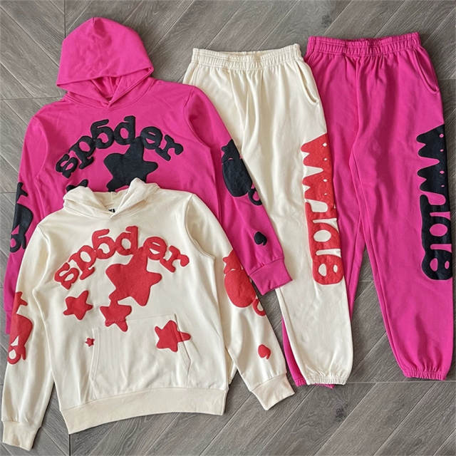 1:1 Top Quality Sp5der 555555 Hoodie Pants Beige