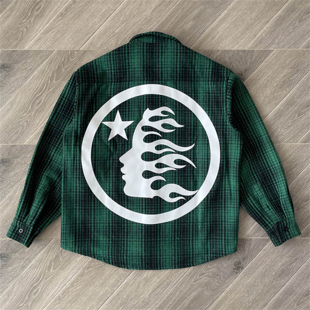 High Quality Hellstar Studios Plaid Checkered Shirt Jacket Red Blue Green