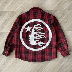 High Quality Hellstar Studios Plaid Checkered Shirt Jacket Red Blue Green
