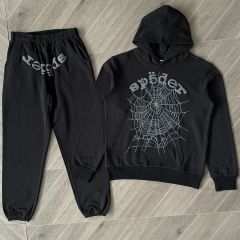 1:1 Top Quality Sp5der 555555 Hoodie Pants Black
