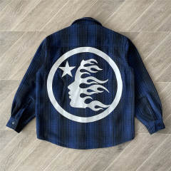 High Quality Hellstar Studios Plaid Checkered Shirt Jacket Red Blue Green