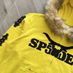 1:1 Top Quality Sp5der Fur Zipped Hoodie Yellow