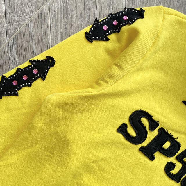 1:1 Top Quality Sp5der Fur Zipped Hoodie Yellow