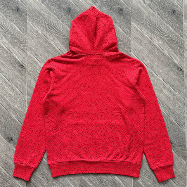 1:1 Top Quality Sp5der 555555 Rheinstone Hoodie Pants Black Red