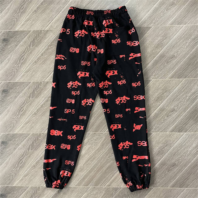 1:1 Top Quality Sp5der 555555 Hoodie Pants Black