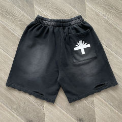 High Quality Vertabrae Washed Shorts Black