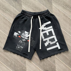 High Quality Vertabrae Washed Shorts Black