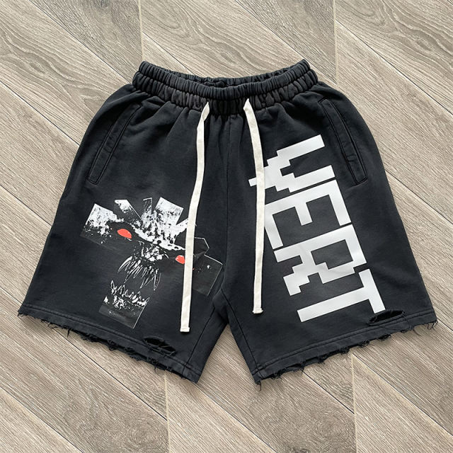 High Quality Vertabrae Washed Shorts Black