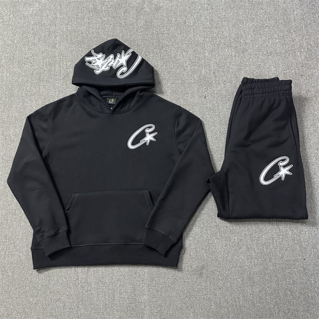 Corteiz Alcatraz 4th Anniversary Fleece Tracksuit Hoodie Pants Black Gray White Blue