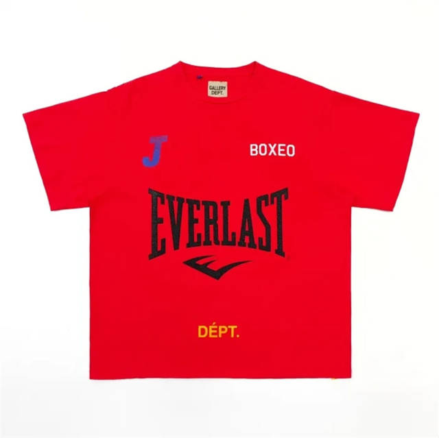 1:1 quality version Gallery Dept x Everlast Letter Printed Tee Red