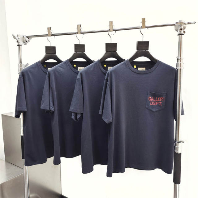 Gallery Dept 1:1 quality version Pocket Mottled Letter Logo Print Tee Black