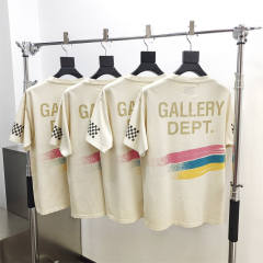 Gallery Dept 1:1 quality version MIA Racing Flag Plaid Tricolour Stripe Foiled Letter Print Tee