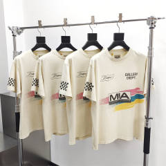 Gallery Dept 1:1 quality version MIA Racing Flag Plaid Tricolour Stripe Foiled Letter Print Tee