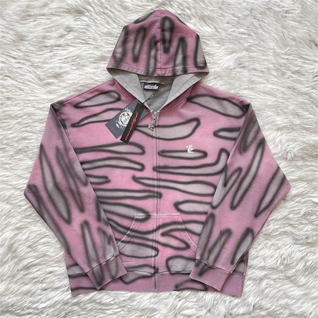 High Quality Hellstar Studios Classic Logo Airbrush Zip-Up Hoodie
